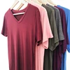 China factory women cheap v neck soft cotton blend t shirt with solid custom color tee