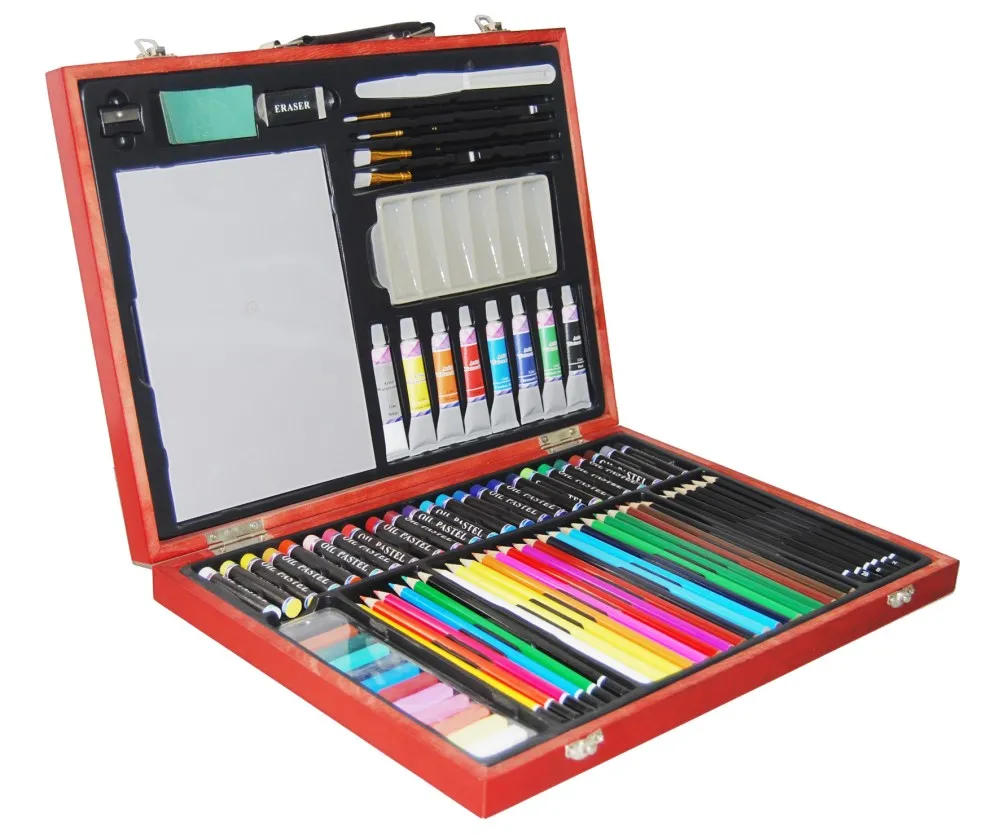 67piece Deluxe Oil Painting Art Creativity Set In Wooden Case Portable