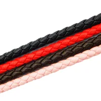 

cheap price top quality 3/4/5mm coffee black pink red round braided leather cord for sale