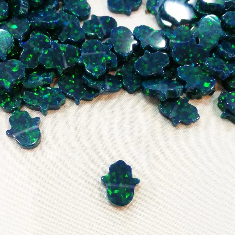 

Synthetic opal hamsa pendant 11x13mm price of green stone jewelry, Green opal gemstone price