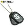 Custom Laser Logo Stainless Steel Military Dog Tags with Black Silencers