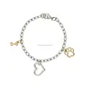 Doggie Paw Bracelet, Heart with Gold Plated Bone and Paw