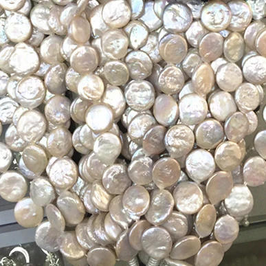 
Big Size 20-21mm Coin Shape Pearl Natural Freshwater Pearl Strand 