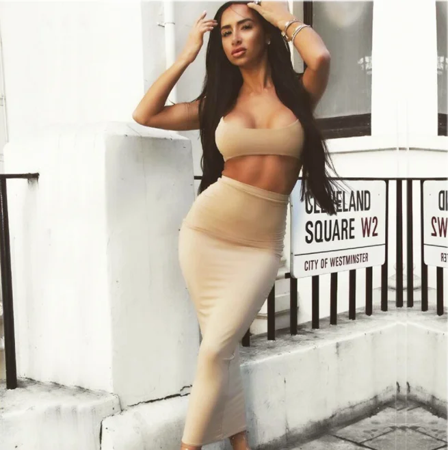 

2019 Sling wrapped chest two-piece women's party sexy tight dress set, As pic