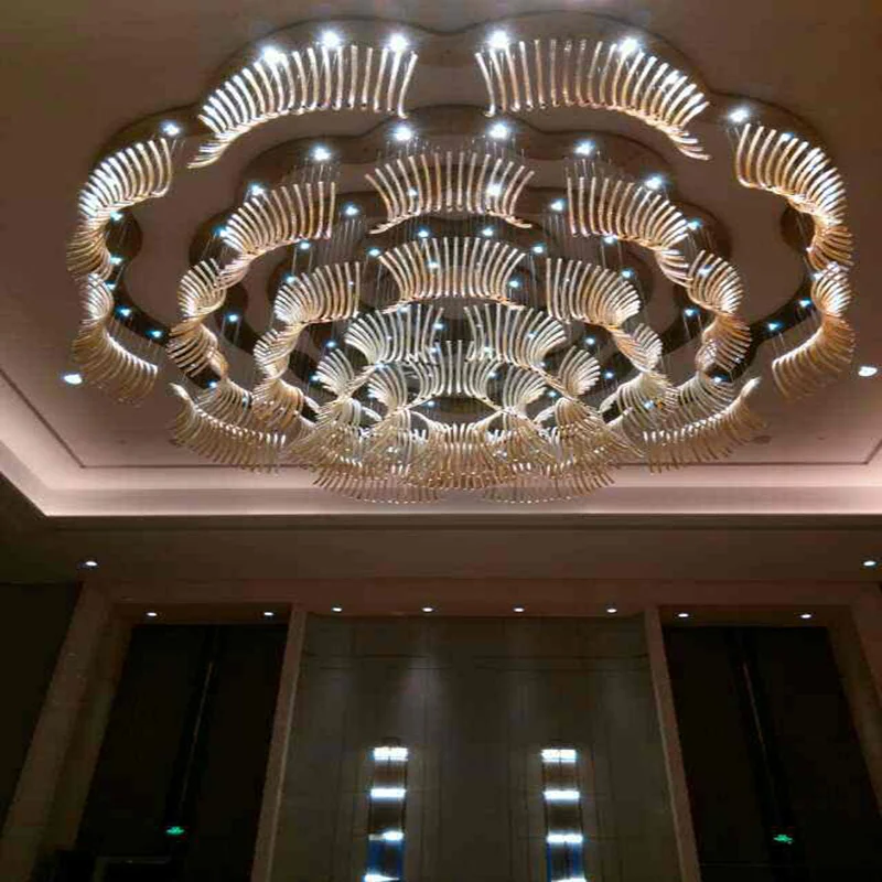 Hot design Guzhen lighting big crystal ceiling lighting project lamp for modern hotel
