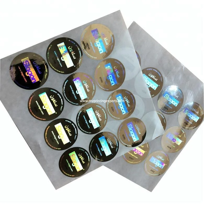 Removable Round Holographic 3D Adhesive Sticker with PET Material for Snapback Hats