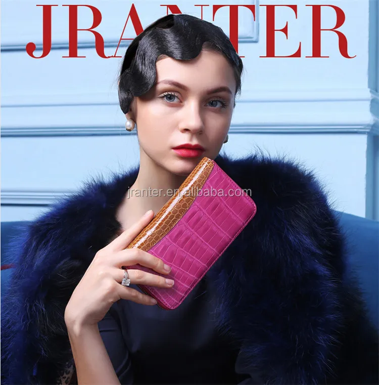 crocodile skin lady zipper wallet genuine leather wallet women_29