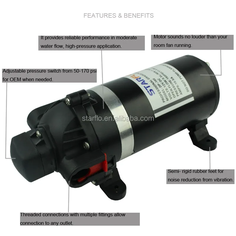 Starflo 12v Dp160 5.5lpm 160psi Battery Operated Portable 12 Volt Water Pump Car Wash High