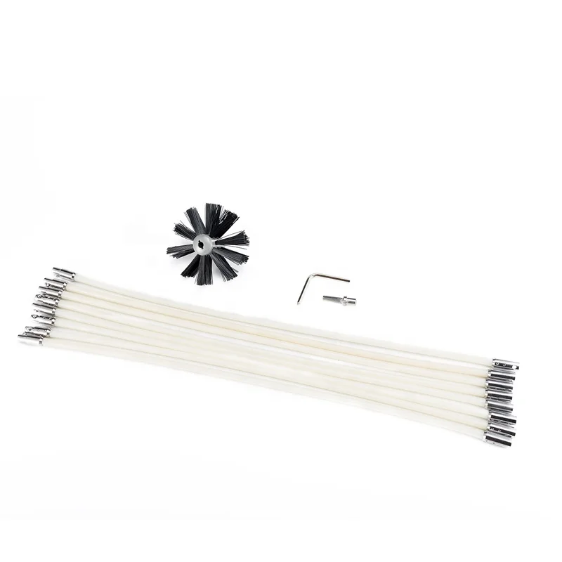 

patent quick snap connection long reached Drill driven dryer vent air duct lint Sweeping cleaning Brush kit, White