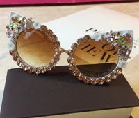 

2019 hot sale diamond cat eye flowers sunglasses for women