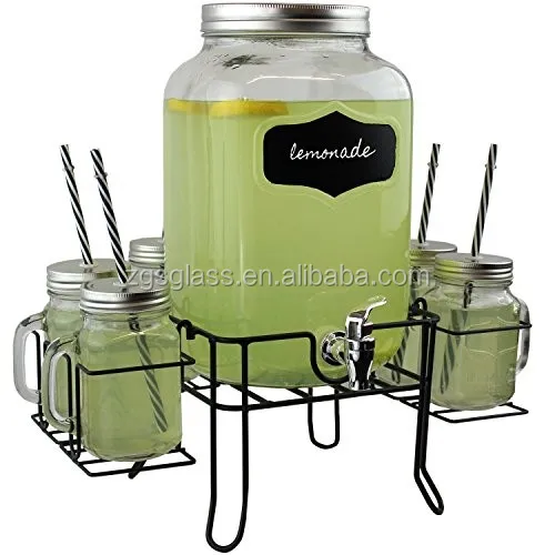 1 Gallon Clear Glass Beverage dispenser With Ice Infuser