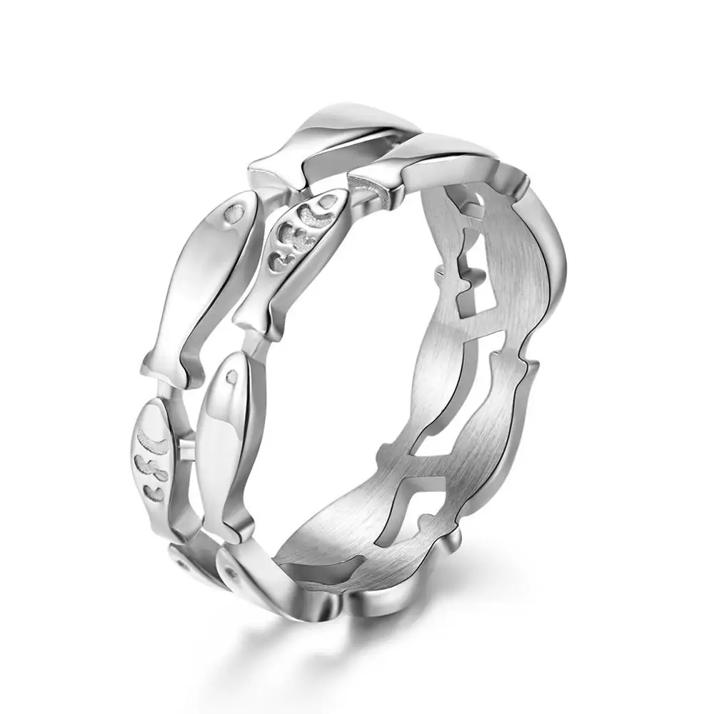 

Fashion stainless steel women fish design finger ring