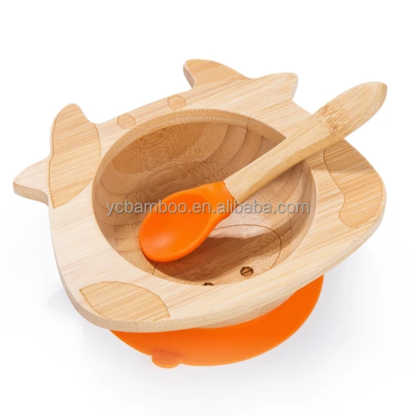 

Baby toddler Bamboo stay put spill proof suction bowl, Natural
