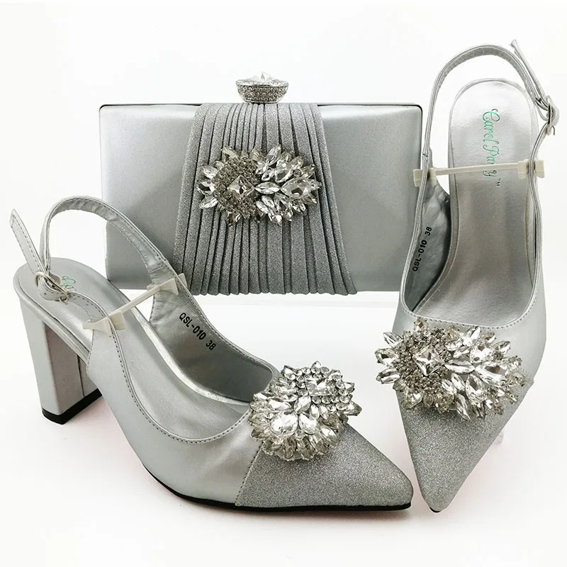 

Bestway Silver women shoes EU size 38-43 wedding shoes Pointed Toe Women Ladies Dress Shoes and bag
