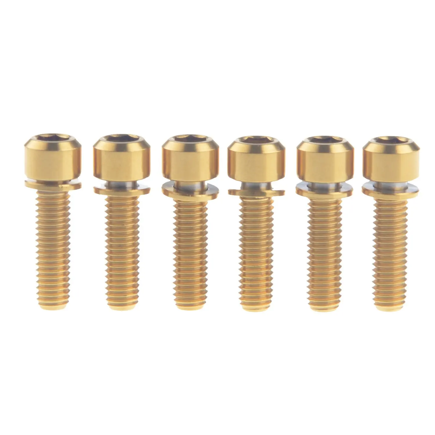 Wanyifa Titanium Ti Bicycle Stem M5x18mm Square Head Allen Head Gold Bolt with Washers pack of 6