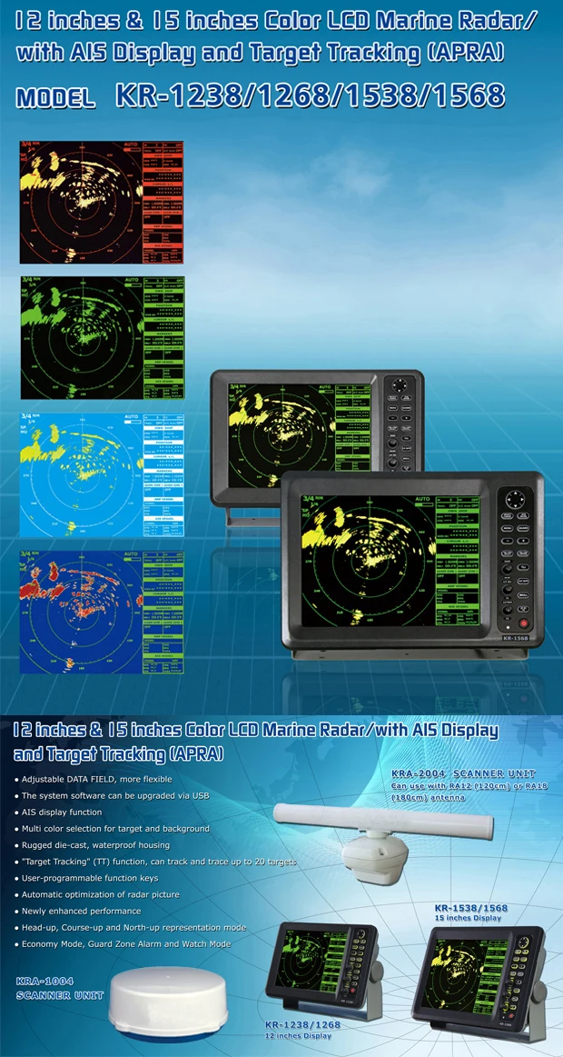 12 inch Color LCD Marine Radar Detection Device