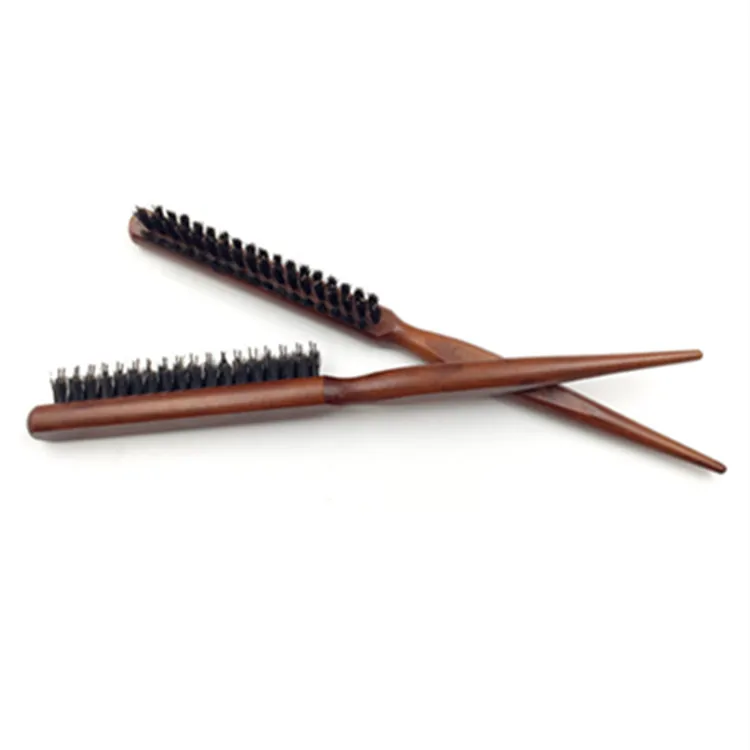 

Nylon Needle Wooden Handle Sectioning Teasing Boar Bristle Comb Edge Control Hair Brush