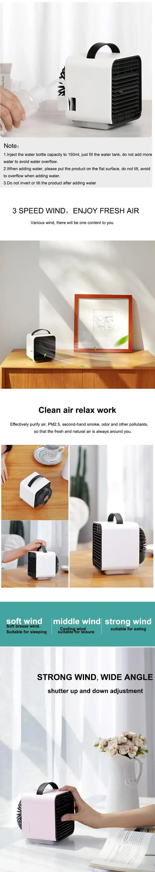 2019 desktop portable mini air conditional fan for table handy office cooling