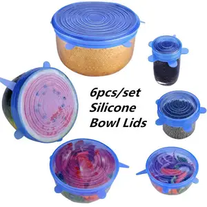 Image of 6 Pieces Silicone Stretch Lids with Hang Holes