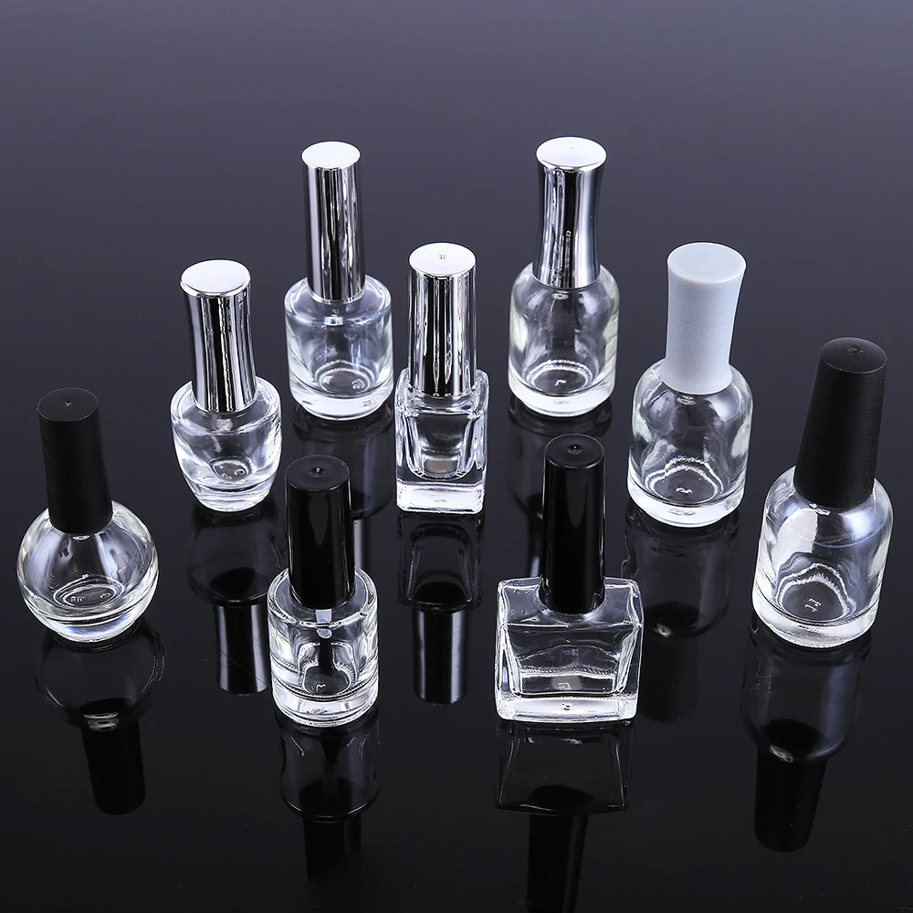 10ml 12ml 15ml Custom Unique Clear Empty Nail Polish Bottle With Cap