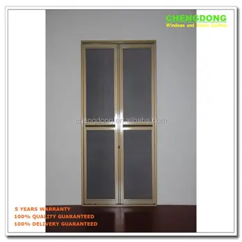 Wood Color Bi Fold Screen Door With Grill Design Custom Make To Client Door Size Design Buy Bi Fold Door Bi Fold Screen Door Glass Folding Door