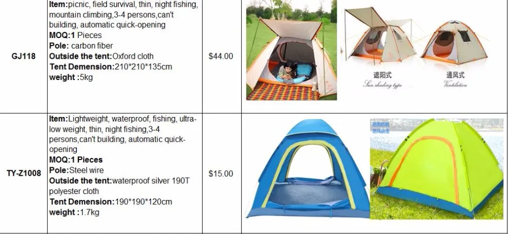 Automatic Open 2 Layer Camping Tent 