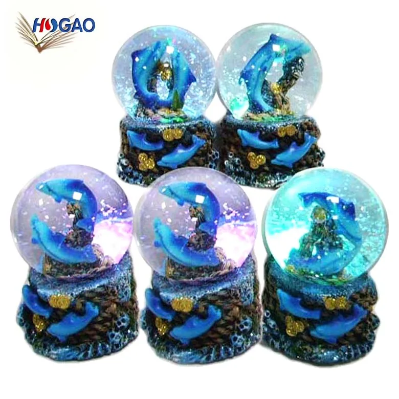Ocean Wave Water Globe Animal Decor Collectible Family Dancing LED Dolphin Snow Globe