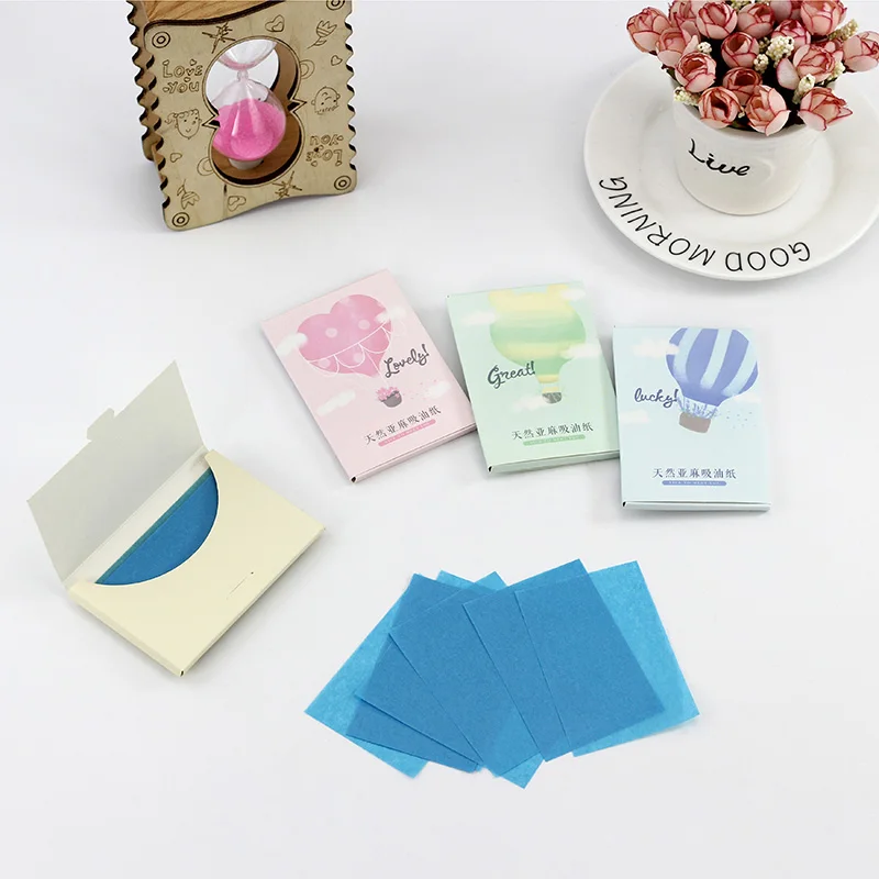 

Wholesale cosmetic facial tissue face cleaning oil blotting paper, Blue