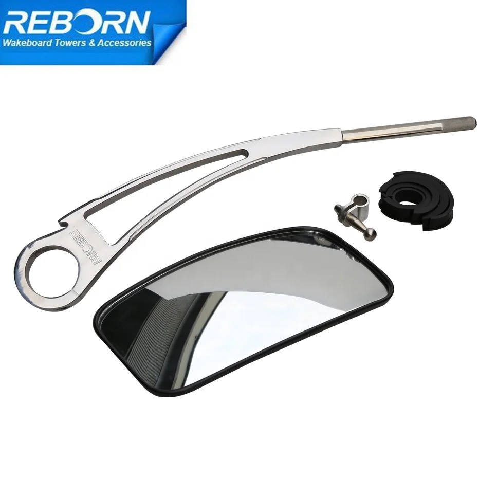 

Reborn Aluminium Wakeboard Tower Mirror Bracket Arm with Mirror polished, Polished bracket