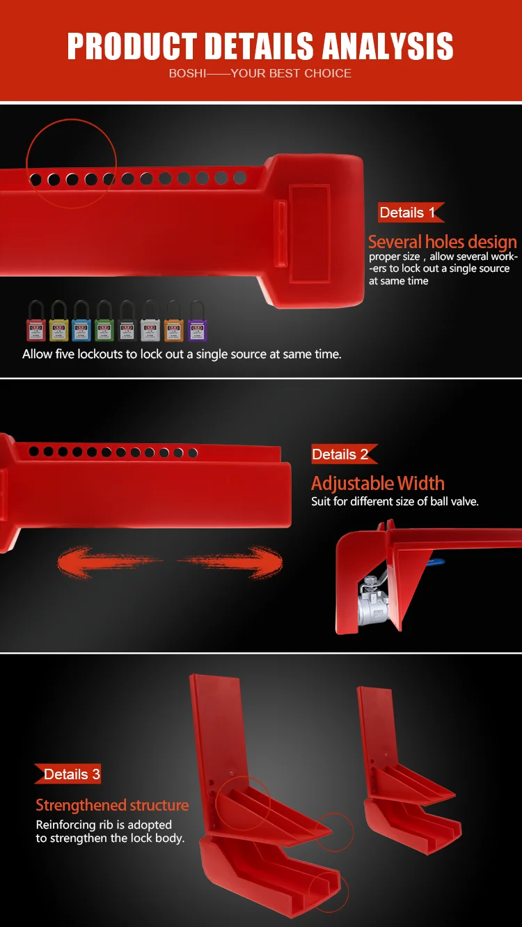 BOSHI OEM Acceptable PP Material Adjustable Safety Ball Valve Lockout