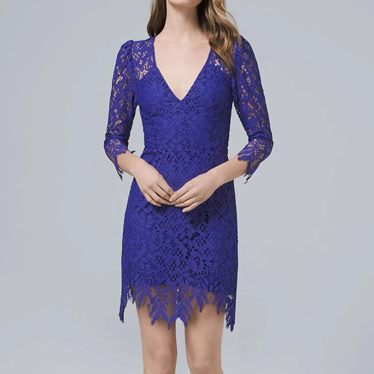 

Mode Krorean Mom Lace Shift Long Sleeve Evening Dress, Customized