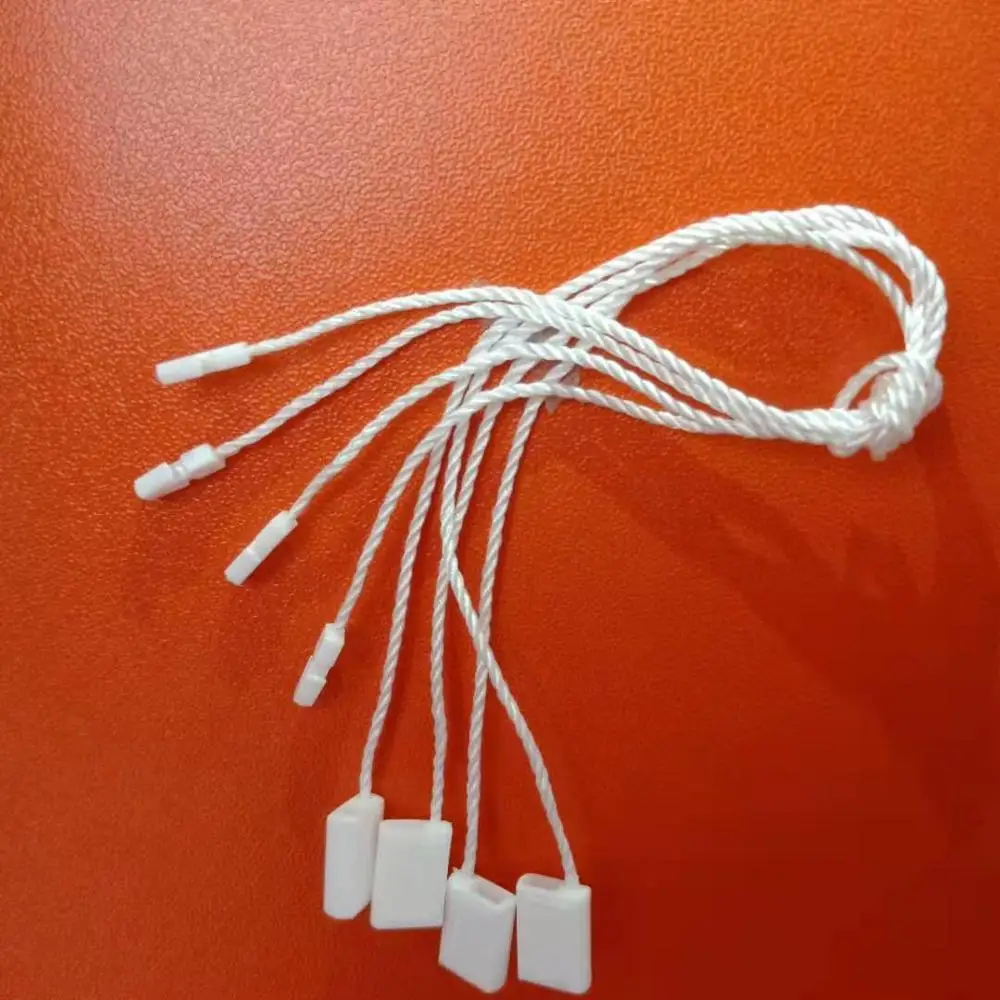 

1000PCS wholesale white hang tags nylon string plastic snap lock security fasteners tags, Any paneton color is ok