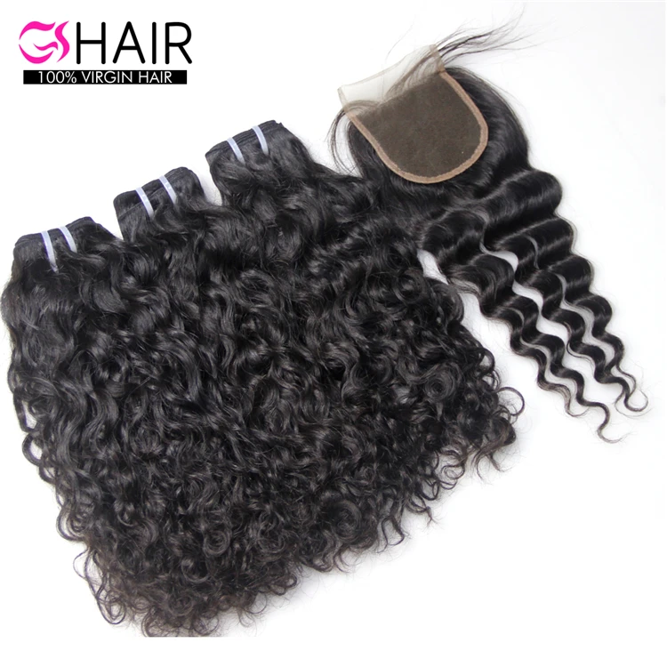 

Top quality sells well unprocessed wholesale virgin hair no track brazilian water wave hair extensions, Natural color