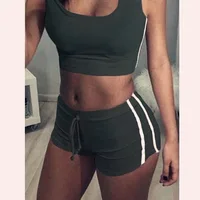 

2019 Women's Tracksuits Sports Bra and Shorts Set 2 Piece Outfit Gym Sexy Yoga Clothing Set