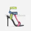 New design Snake Print Faux Leather ankle strappy ladies shoes stiletto high heels Sandals summer open toe sandals boots womens