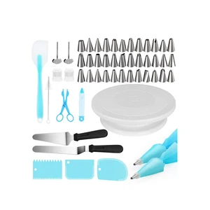 52PCS  different types turntable stainless steel Pastry Bags piping nozzles  bag cake decorating Tip set Supplies Kit