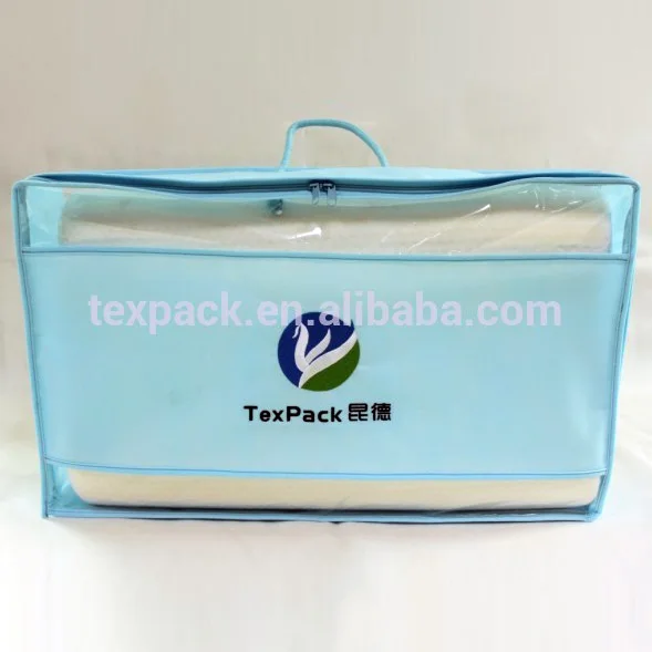 China Clear PVC Zipper Bag Polyester Duvet Comforter Bag for Bedding Quilt Storage Wholesale