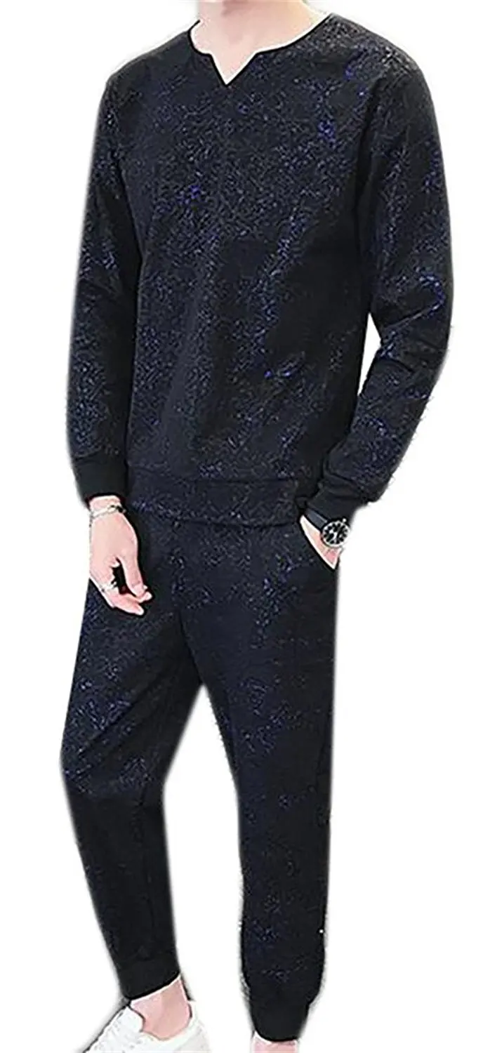ONTBYB Mens Casual Velvet Hoodies Sweatshirts Thick Coat Pants Sport Tracksuit