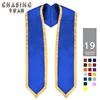 RoyalBlue Satin Graduation Stole Sash with gold trimming stole end in v tip