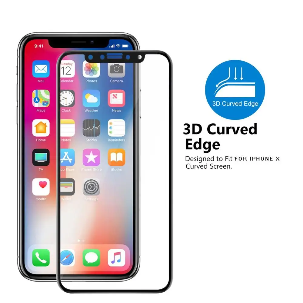 Vmax 3d Full Cover Tempered Glass Screen Protector For Iphone X / 8