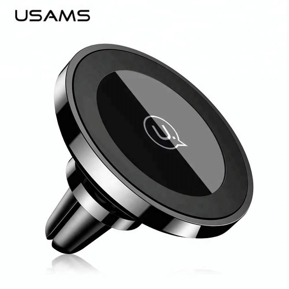 

USAMS magnetic charger 360 Degree Rotation Qi Standard Phone Holder air vent Car Magnetic Wireless Chargeing For iPhone 8 xs max, Black