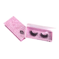 

High quality Mink private label eyelashes Luxury custom glitter eyelash packaging Pink eyelash box