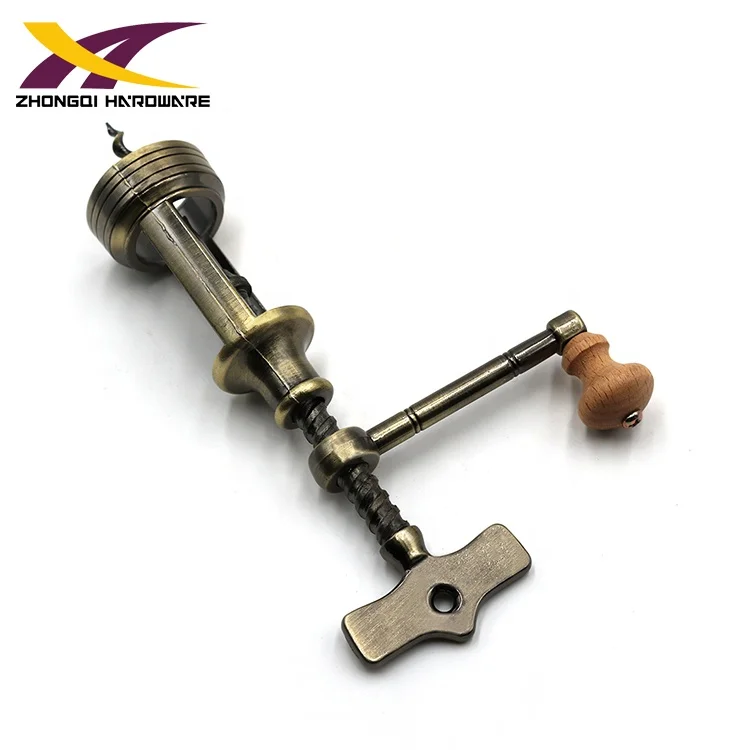 
Factory manufacture zinc alloy antique bottle corkscrew wine opener with wooden box 