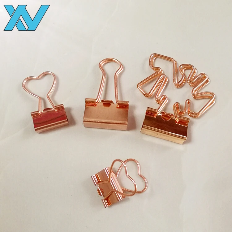 Sweet Heart Design Metal Clips 19mm Golden Binding Clip Fold Holder ...