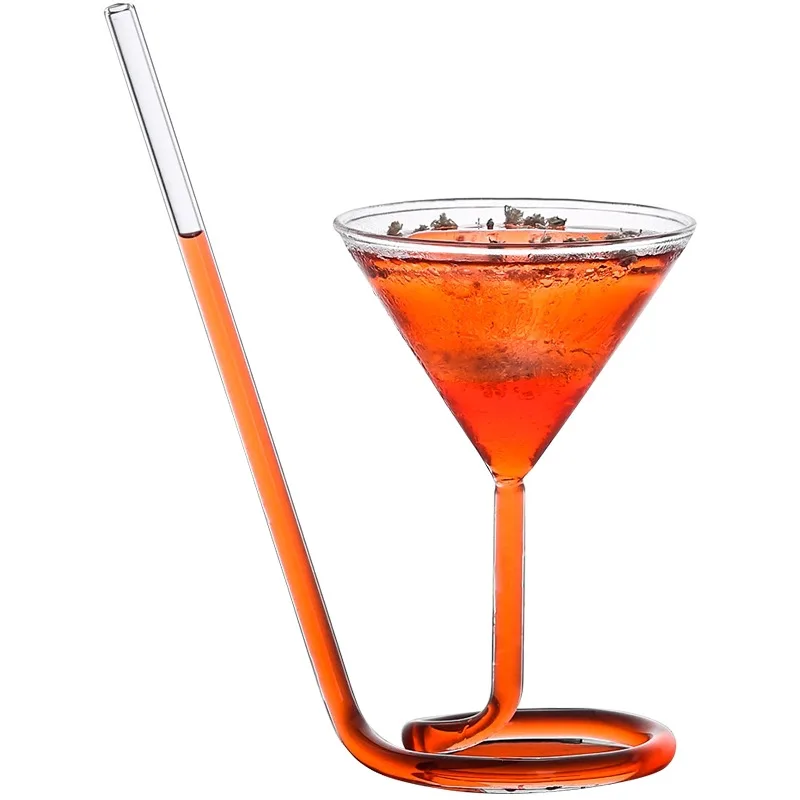 Spiral cocktail glass martini glass straw glass cup