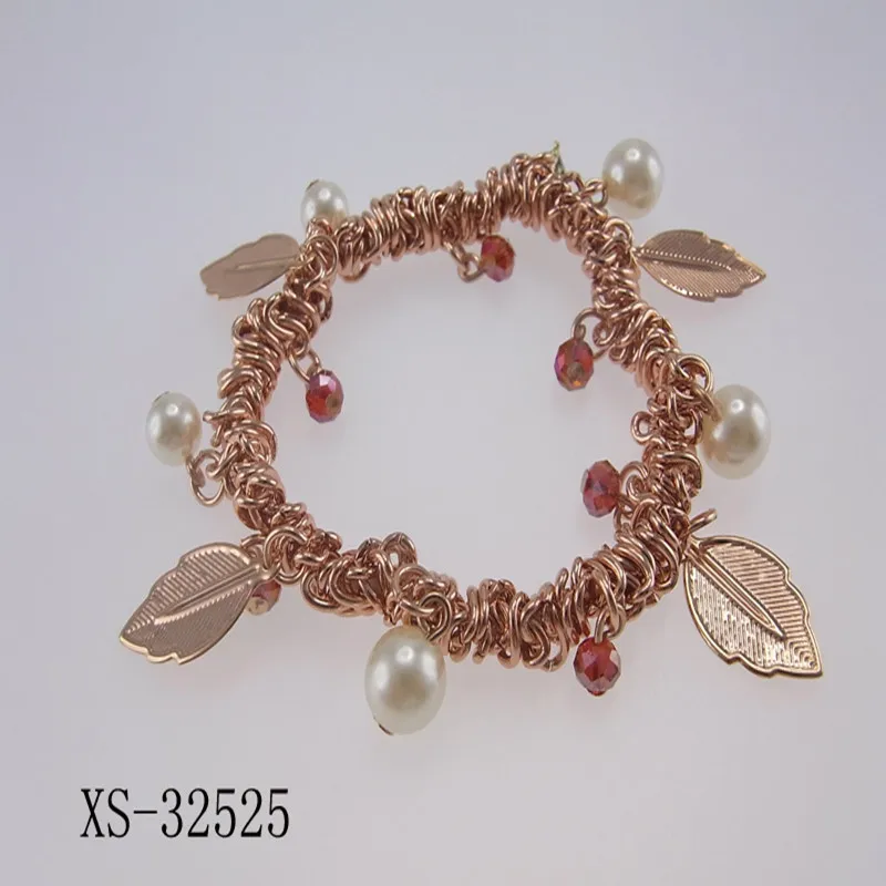 

High quality fashion alloy bracelet with pearl, Rose gold