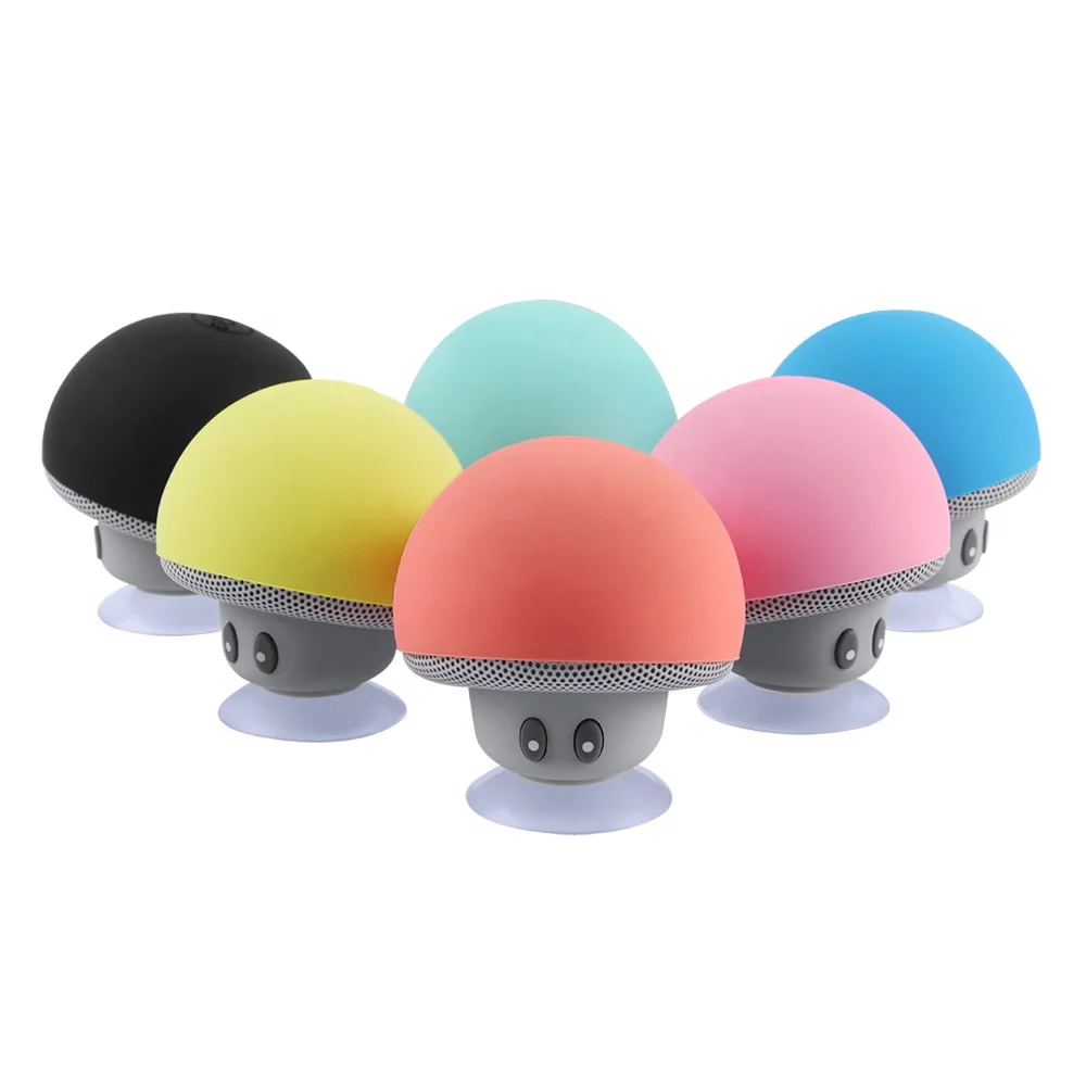 

Wholesale Christmas Gifts Cheap Blue tooth Mushroom mini wireless speaker with Silicone Suction Cup, White, red, blue, green, black, white