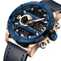 

NAVIFORCE 9097 Sport Watches Mens Top Luxury Brand Quartz Digital Clock Man Waterproof Leather Army WristWatch Relogio Masculin
