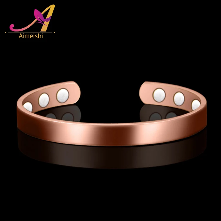 

Europe and America hot sale rose gold plated smooth surface copper magnetic stone health energy cuff bangle, Gold /rose gold / silver , customized is available