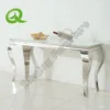 Luxury modern metal console table with glass top